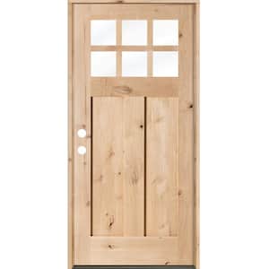 36 in. x 80 in. Krosswood Craftsman Unfinished Rustic knotty alder Solid Wood Single Prehung Front Door