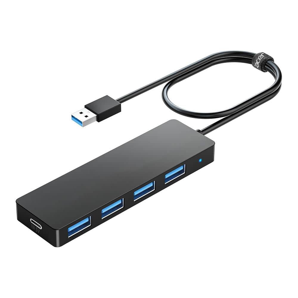2 ft. 4-Port USB Hub 3.0 with Type C Power, 5Gbps Data Transfer and USB Ext