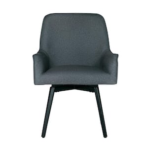 Spire Luxe Charcoal Gray Swivel Accent Chair with Arms and Metal Legs