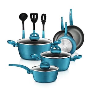 12-Piece Aluminum Nonstick Cookware Set in Green with Heat Resistant Lacquer