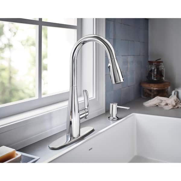 Reyes Chrome 15.67 in. H Pull Down Sprayer Kitchen Faucet with 360 Degree Spout Swivel and Power Boost