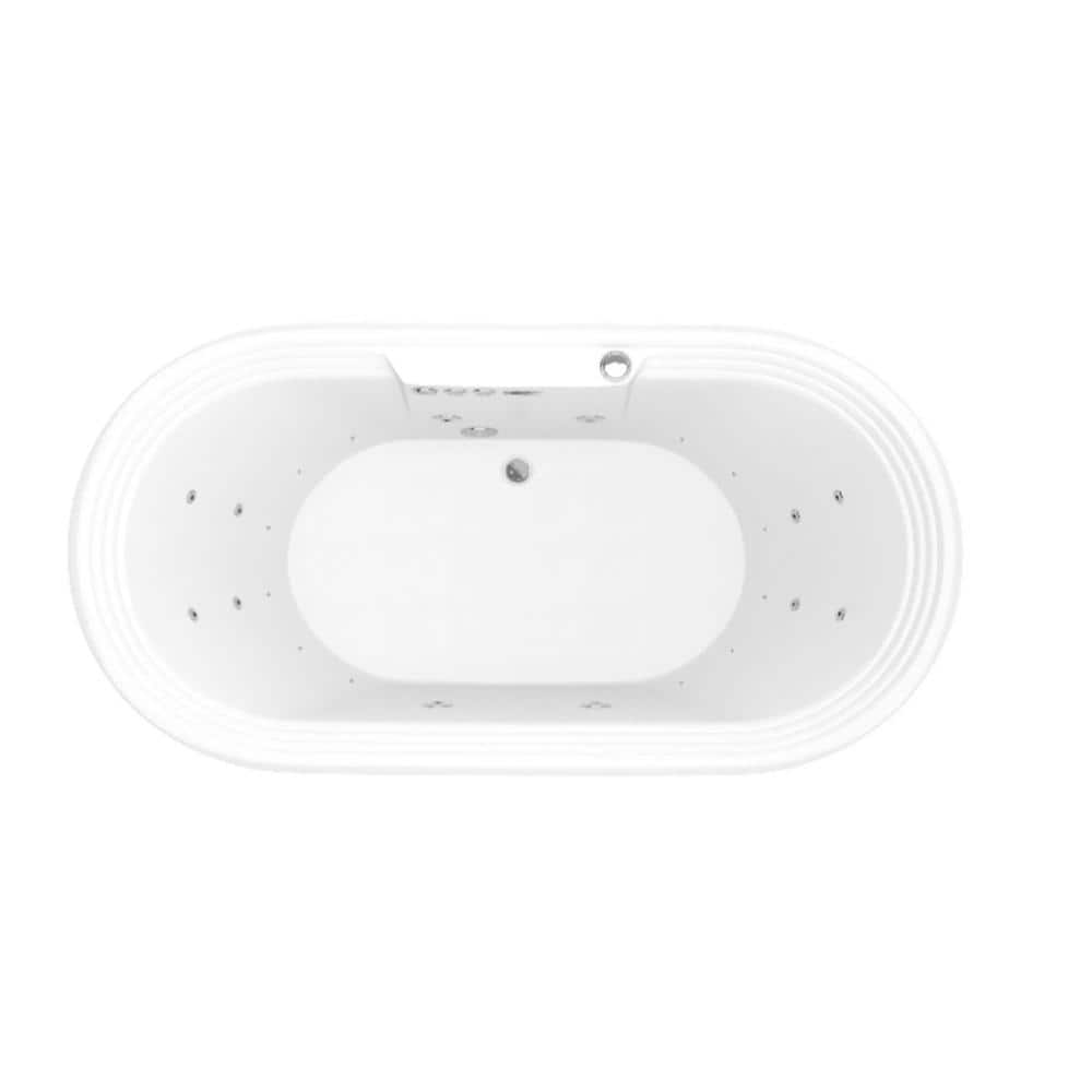 Sofi 67" Freestanding White Acrylic Whirlpool Bathtub with Heater