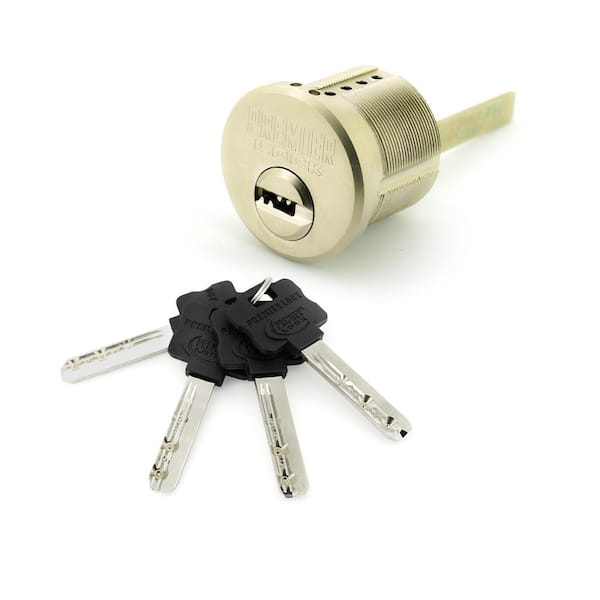 Premier Lock 1-1/8 in. High Security Rim Cylinder, Stainless Steel Finish (Pack of 4, Keyed Alike)