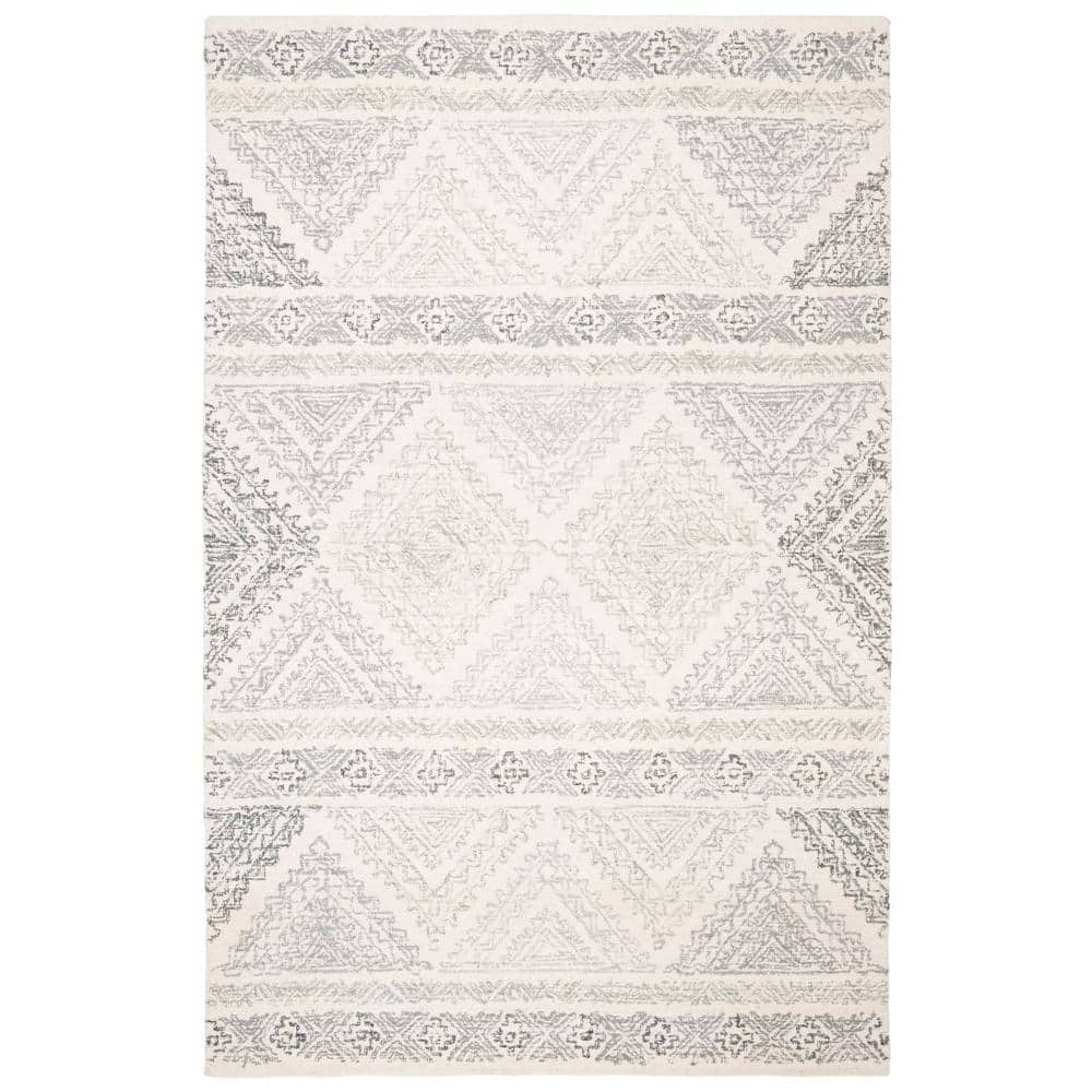 Elegant Gray Tufted Wool 8' x 10' Handmade Rectangular Rug