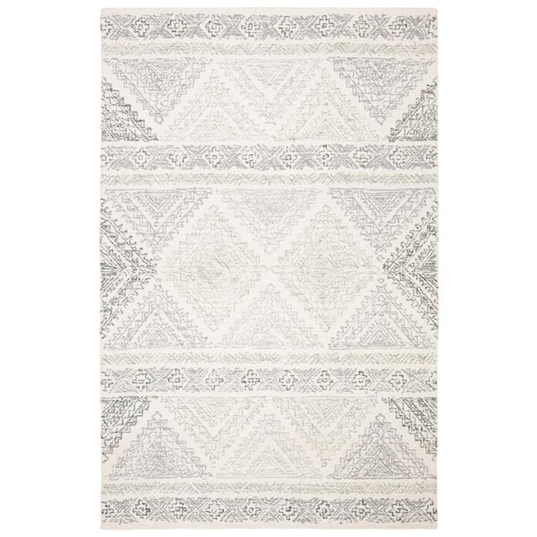 SAFAVIEH Micro-Loop Ivory/Gray 8 ft. x 10 ft. Geometric Area Rug