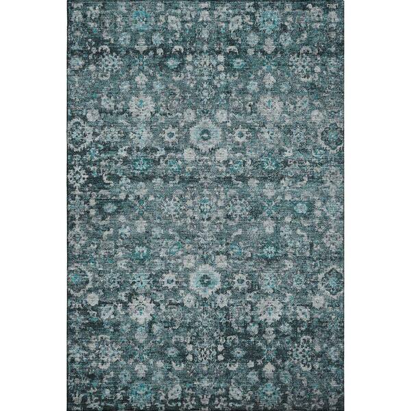Mayfield Premium Machine Washable Indoor/Outdoor Geometric AMF651 Teal 10 ft. x 14 ft. Area Rug