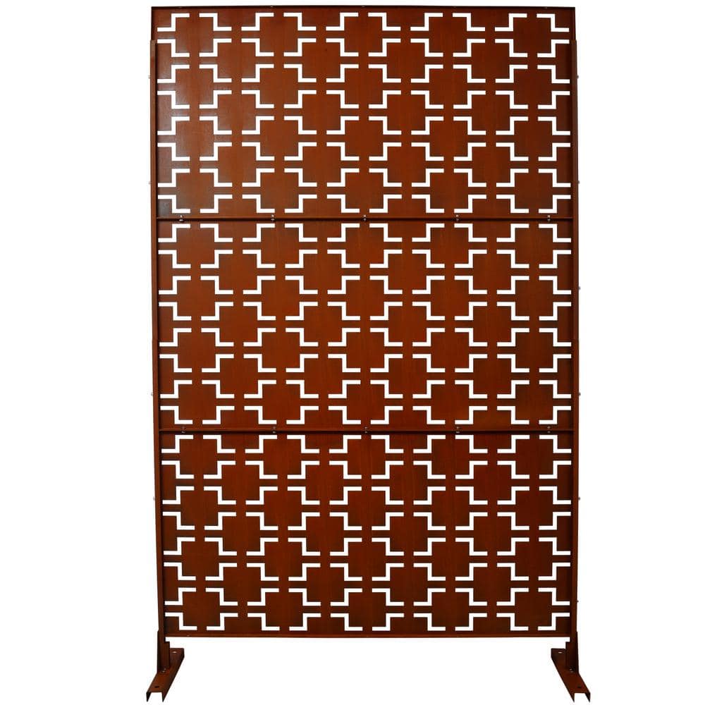 6.3 ft. x 4 ft. Rust Red Steel Freestanding Flat Flat Top Decorative Privacy Screen Metal Fence Panel price history on PriceWatchPro