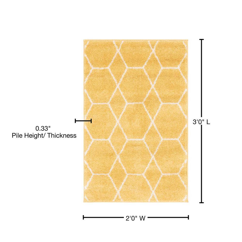 Yellow and Ivory Geometric Trellis Indoor Area Rug