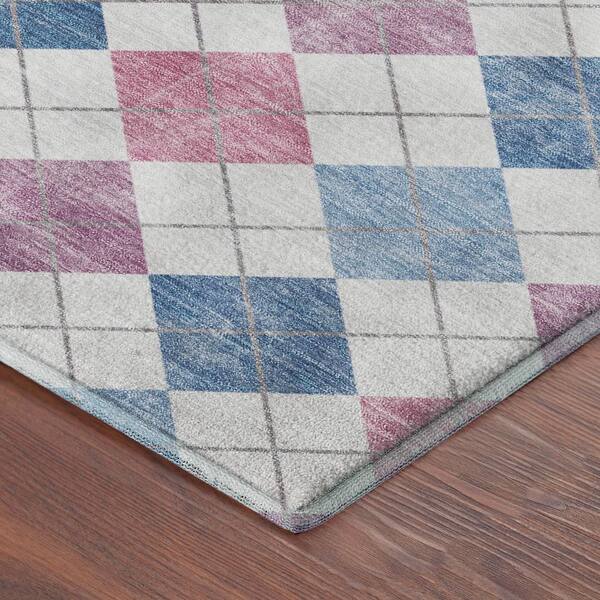 Mayfield Premium Machine Washable Abstract AMF2238 Blue 3 ft. x 5 ft. Area Rug