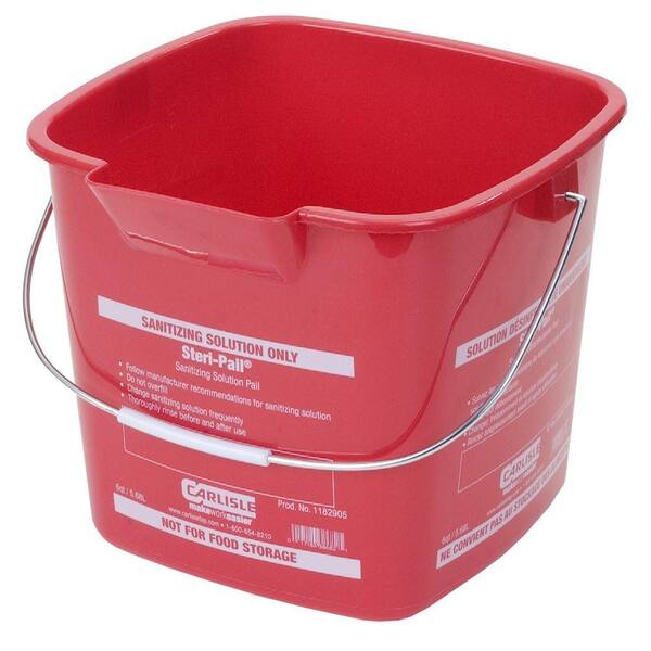 Carlisle 6 qt. Red Steri-Pail for Sanitizing Solutions (12-Case)