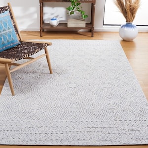 Textual Gray/Ivory 6 ft. x 6 ft. Abstract Border Square Area Rug