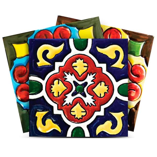 MI ALMA Red, Yellow, Blue, Green O 4 in. x 4 in. Vinyl Peel and Stick Tile (24 Tiles, 2.67 sq. ft./pack)