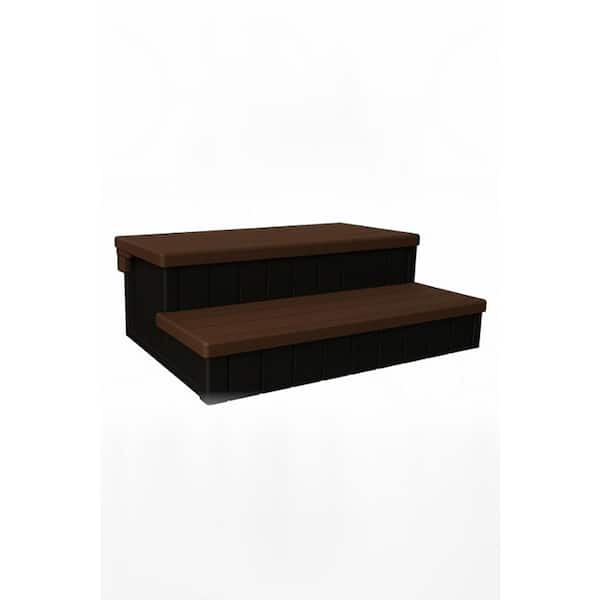 Deluxe Series 300 lbs. Spa Steps with Storage Espresso Color for Above Ground Pool