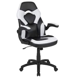 White LeatherSoft Upholstery Racing Game Chair