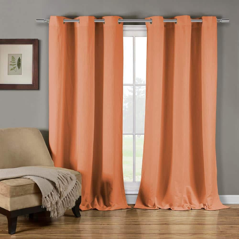 Mildred 38 in. W x 84 in. L Polyester Window Panel in Salmon
