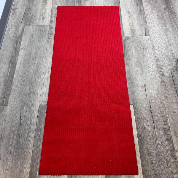 Thin Entrance Doormat for Outdoor Indoor Solid Red Gray Khaki Kitchen Area  Rugs Anti Slip Bedroom