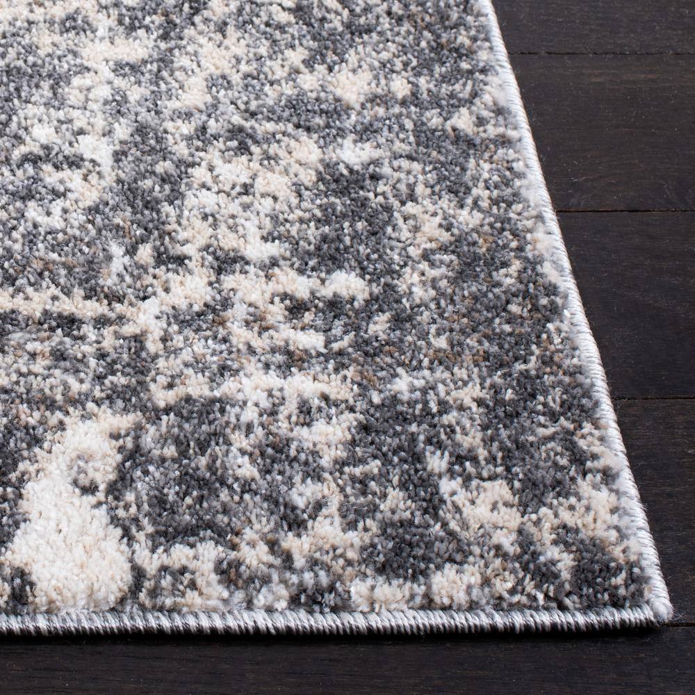 Abstract Elegance 9' x 12' Gray Hand-Knotted Synthetic Rug