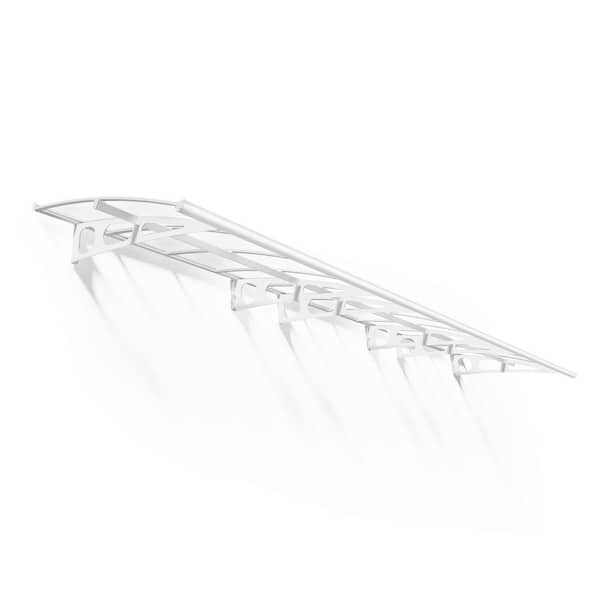 Bordeaux 5 ft. x 22 ft. White/Clear Door and Window Fixed Awning