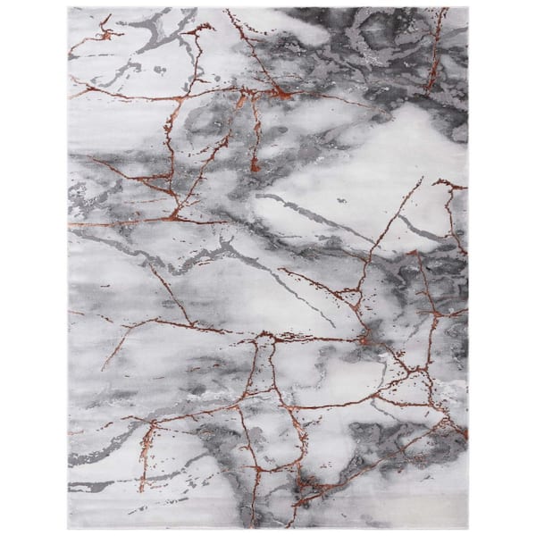 SAFAVIEH Craft Gray/Orange 11 ft. x 14 ft. Distressed Abstract Area Rug
