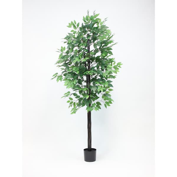 Unbranded 76 in. Green Artificial Ficus Tree in Black Drop in Pot