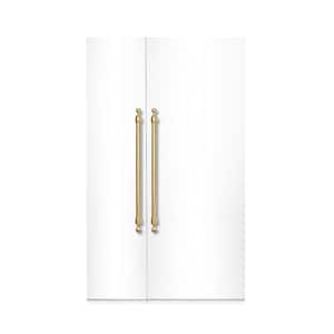 Classico 48 in. 25.2 CF TTL. Counter-Depth Built-in Side-by-Side Refrigerator in White with Brass Handles