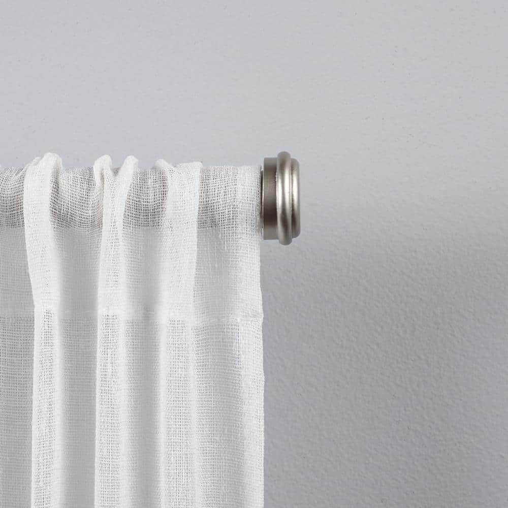 Matte Silver Adjustable Iron Curtain Rod with Finials