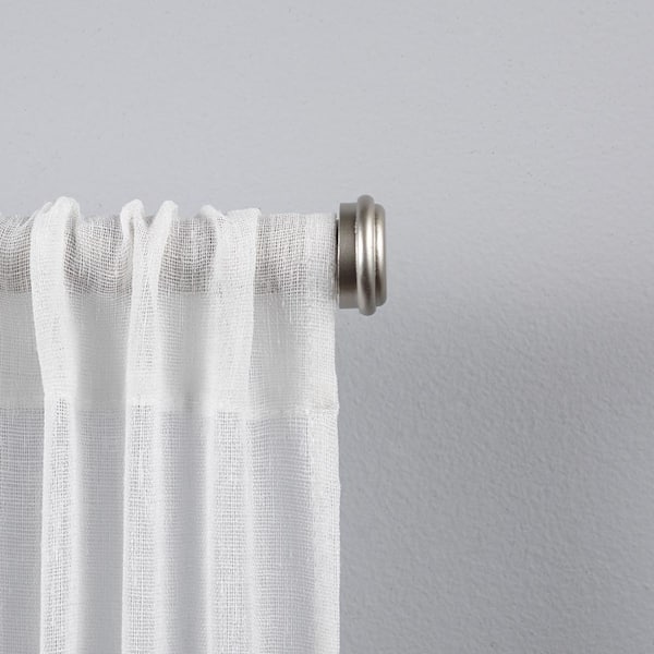 Topper 36 in. - 72 in. Adjustable 1 in. Single Curtain Rod Kit in Matte Silver with Finial