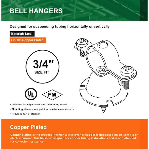 25 Copper Plated Pipe Van Hanger Bell 3/4” Plumbing New W/ Screws 