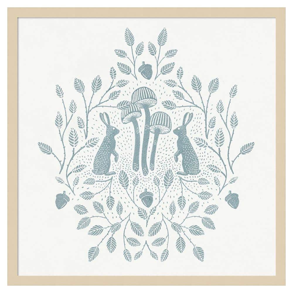 Svelte Natural Framed Rabbits and Mushrooms Graphic Art Print