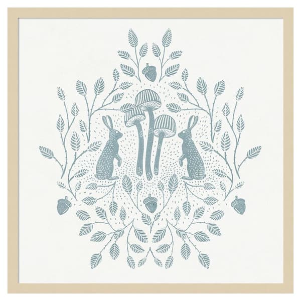 Amanti Art Rabbits and Mushrooms VII by Katie Oshea 25 in. W x 25 in. H. Wood Framed Wall Art Print Framed in Brown
