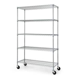 Silver 5-Tier Adjustable Welded Steel Heavy Duty Garage Storage Unit Shelving (48 in. W x 72 in. H x 18 in. D)