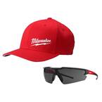 Large/Extra Large Red Fitted Hat and Safety Glasses with Tinted Anti-Scratch Lenses