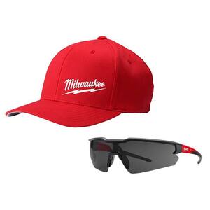 Large/Extra Large Red Fitted Hat and Safety Glasses with Tinted Anti-Scratch Lenses