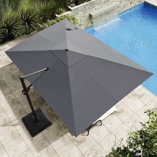 Crestlive Products 9 ft. x 12 ft. Heavy-Duty Frame Rectangular Cantilever Patio Umbrella in Dark Gray