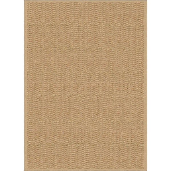 Beige 5 ft. x 7 ft. Flat-Weave Well-Jute Printed Boerboel Geometric Herringbone Area Rug