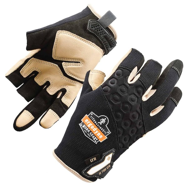 Ergodyne ProFlex 720LTR Large Black Heavy-Duty Leather-Reinforced Framing Gloves