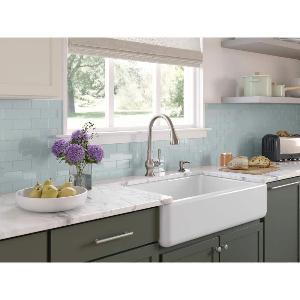 White 36" Cast Iron Farmhouse Kitchen Sink