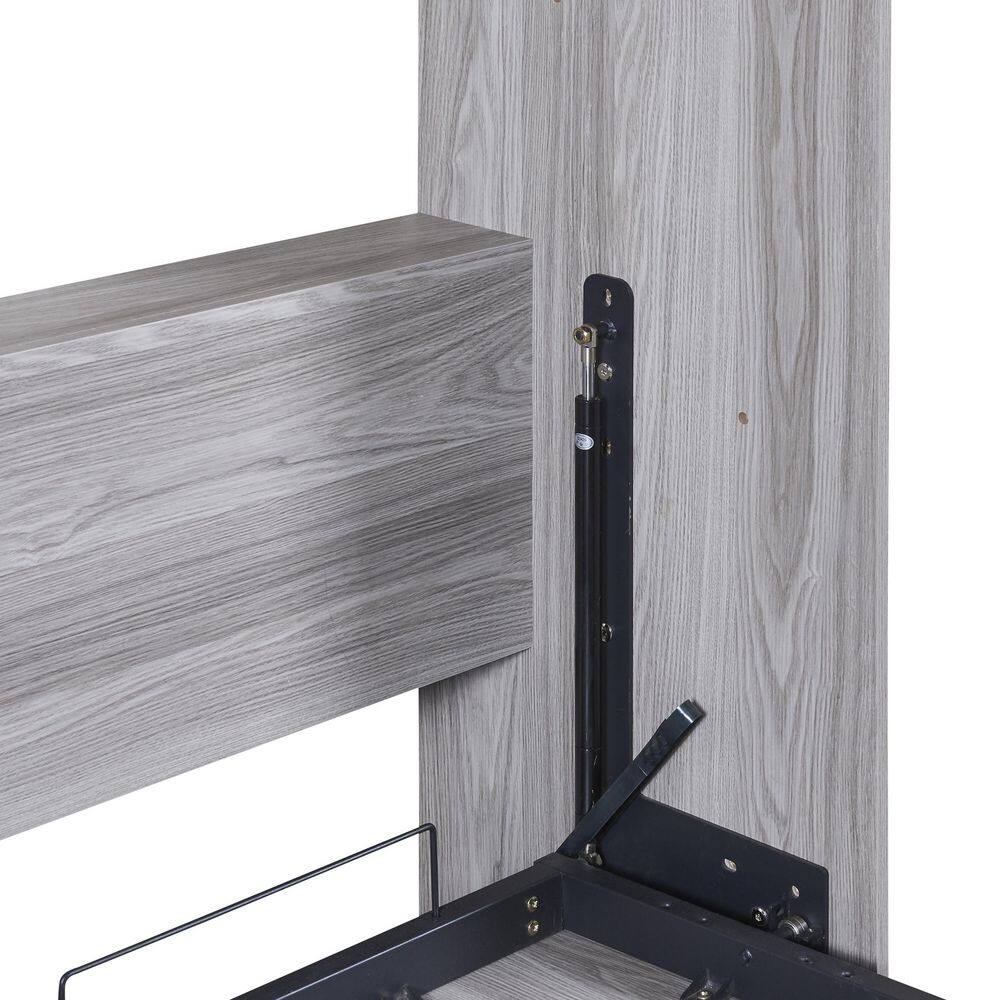 Xandrel Modern Gray Wood Frame Full Size Murphy Bed, Wall Bed Folded into a Cabinet - thumbnail 5