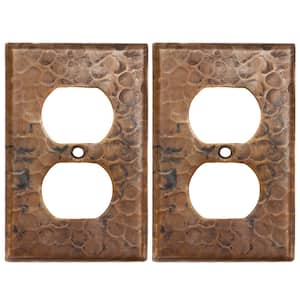 1 Gang Hammered Copper Single Duplex Outlet Wall Plate, Oil Rubbed Bronze (Quantity 2)