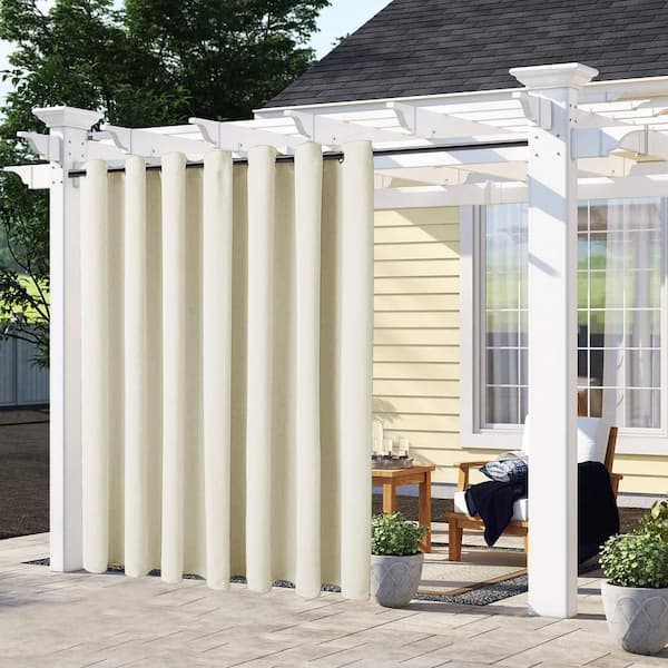 Beige Outdoor Thermal Grommet Blackout Curtain - 100 in. W x 84 in. L