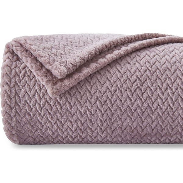 Afoxsos Leaves Series Light Purple Nature Theme Polyester 50x60 Inches Throw Blanket