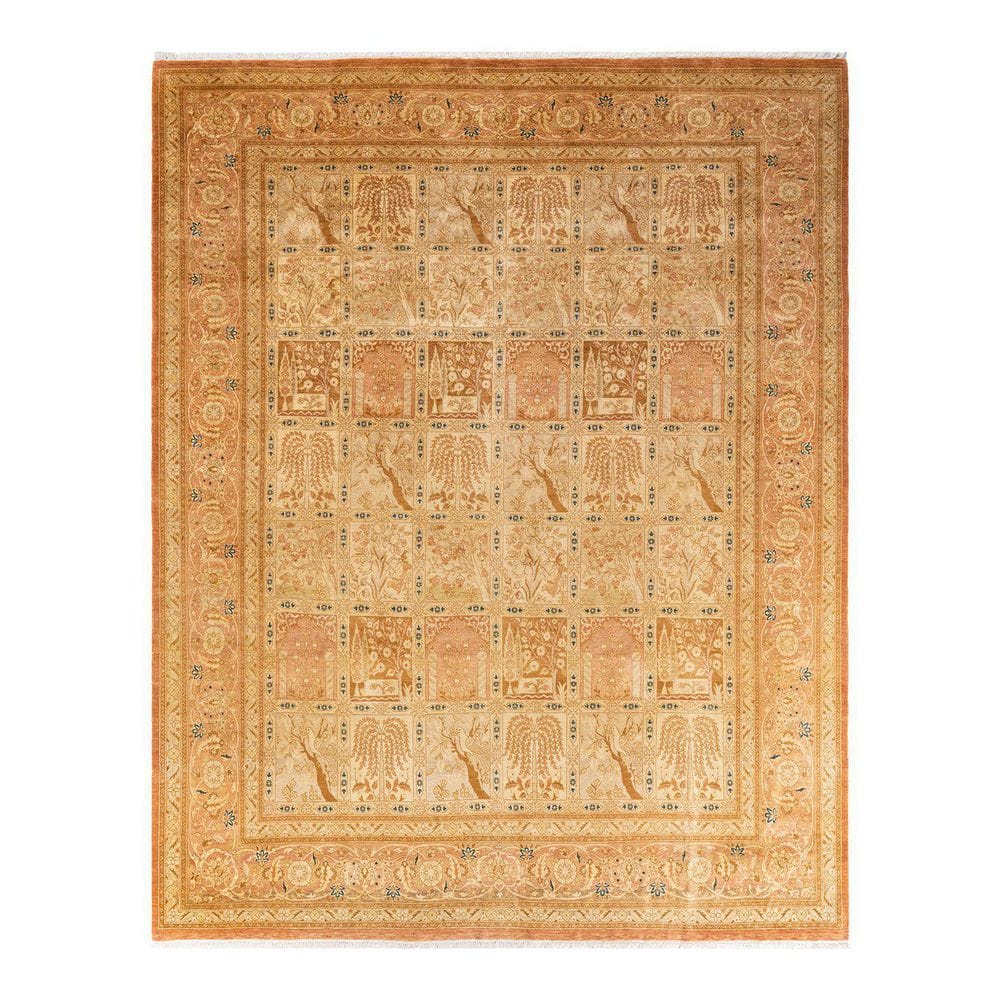 Handmade Traditional Red and Tan Wool 8' x 10' Area Rug