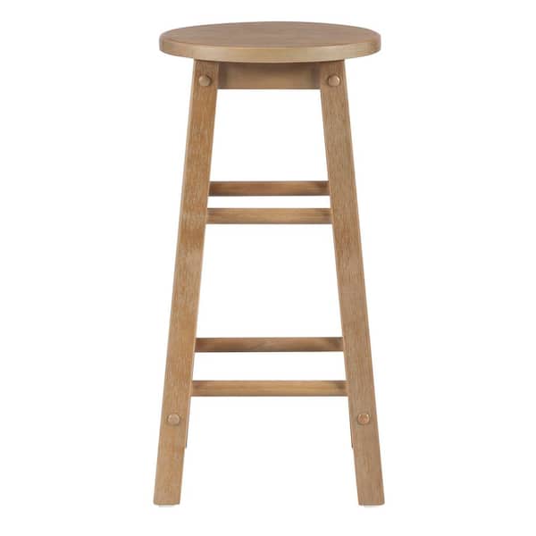 Lopes 24 in. Graywash Backless Wood Counter Stool with Wood Seat