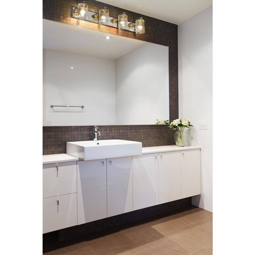 Beckett 34" Chrome 4-Light Vanity with Glass Shades