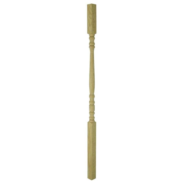EVERMARK 36 in. x 1-1/4 in. Unfinished Oak Square-Top Baluster