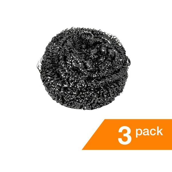 3.54 in. stainless steel scrubbing pad 3pk (3-pack)