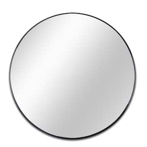 16 in. W x 16 in. H Round Framed Wall Bathroom Vanity Mirror in Black