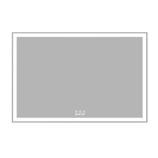 Cesicia 60 in. W x 40 in. H Rectangular Frameless Wall Mount Bathroom Vanity Mirror in Silver with 3 Color LED Light