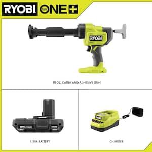 ONE+ 18V Cordless 10 oz. Caulk & Adhesive Gun Kit with 1.5 Ah Battery and Charger with 2.0 Ah Battery