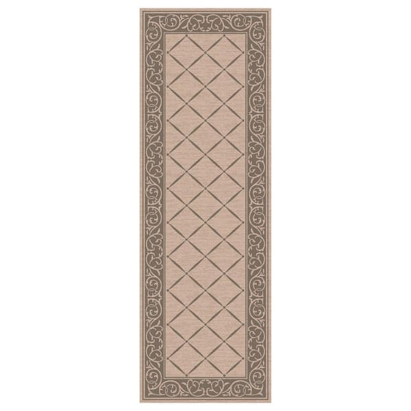 TrafficMaster Horchow Tan 2 ft. x 5 ft. Trellis Polyester Accent Rug